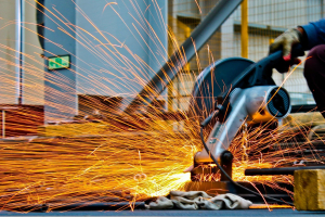 Saw cutting of a metal