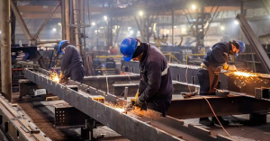a worker doing metal fabrication