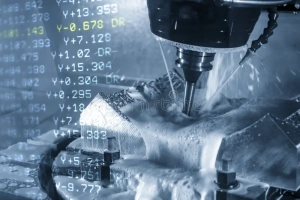 CNC machining process with centre code data