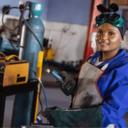 an African women working
