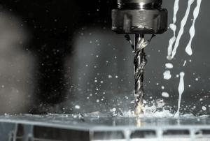drilling process with sparks flying around