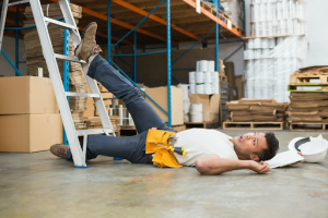 man falling from ladder