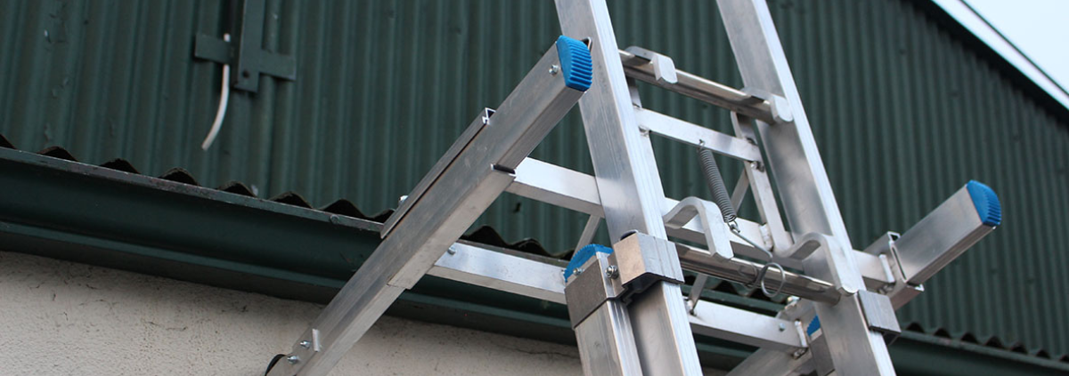 ladder stand off set up on a wall