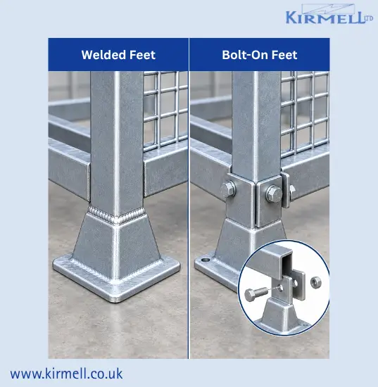 kirmell-welded-and-bolt-on-pallet-feet-for-steel-stillages