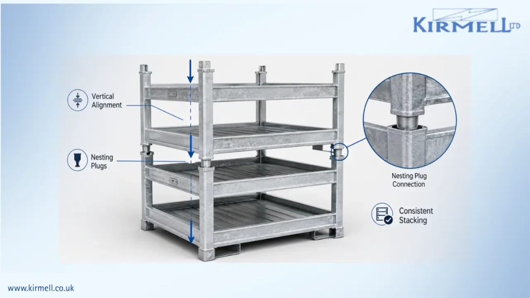 stacked-steel-stillages-showing-nesting-plugs-and-vertical-alignment