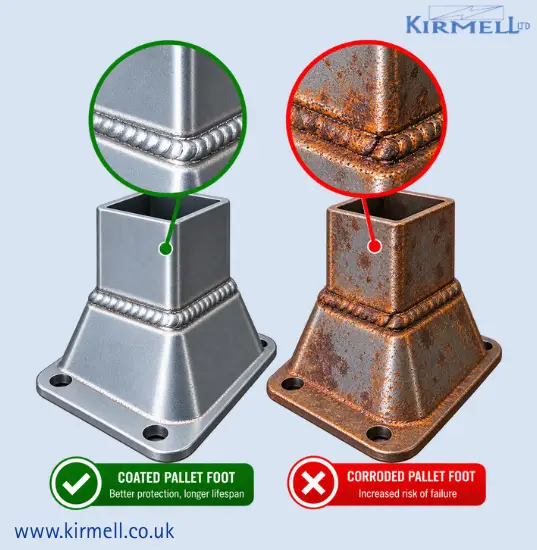 coated-and-corroded-steel-pallet-foot-comparison