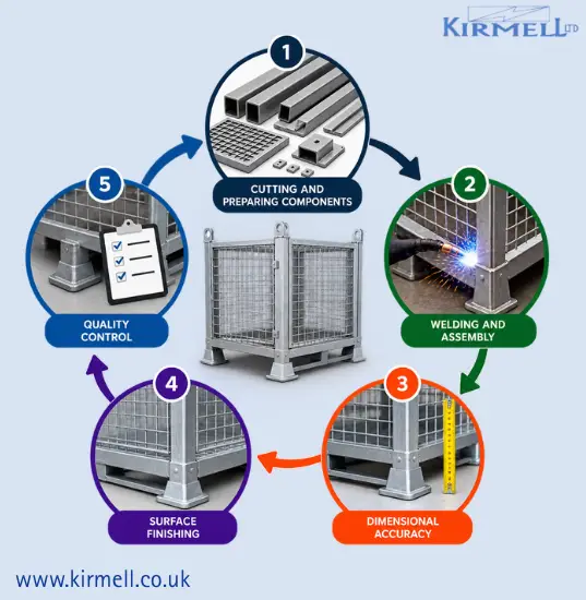 pallet-cage-manufacturing-process-cutting-welding-accuracy-finishing-quality-control